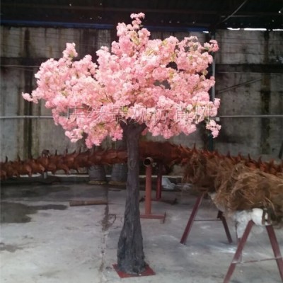 Wholesale 4m fiberglass artificial peach flower tree indoor flowering trees handmade craft artificial tree for wedding