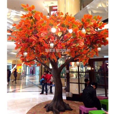 Fiberglass Material and Trees Plant artificial red tree