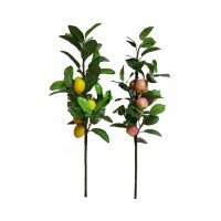 wholesale plastic artificial apple branches tree,green artificial apple tree branches and leaves indoor decor