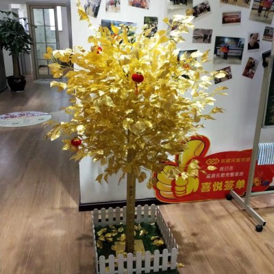 QY China royal decorative artificial plant gold tree