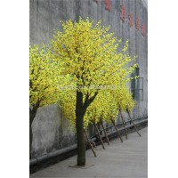 Yellow silk cherry blossom tree with artificial flower