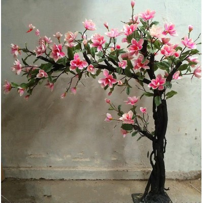 real wood cheap fake artificial magnolia flower tree for indoor decoration