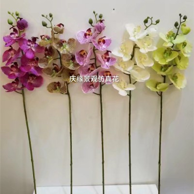 plastic Real touch latex purple 9 heads artificial orchid flowers